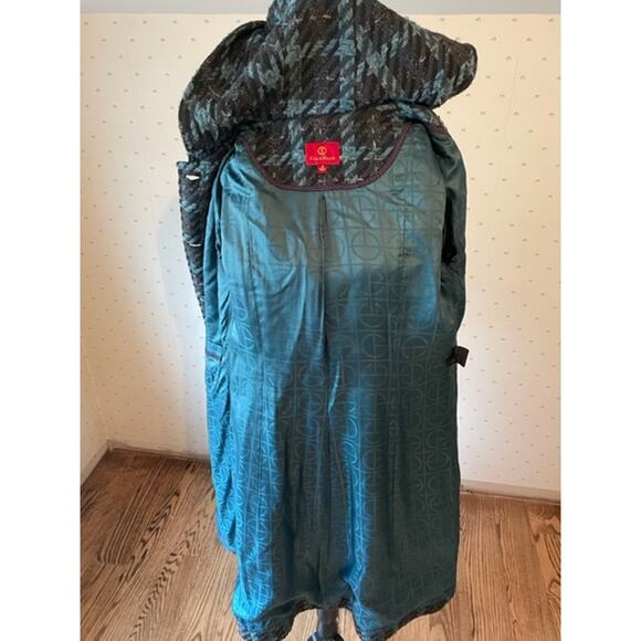 COLE HAAN Turquoise Wool Coat Size 8 - Picture 9 of 11